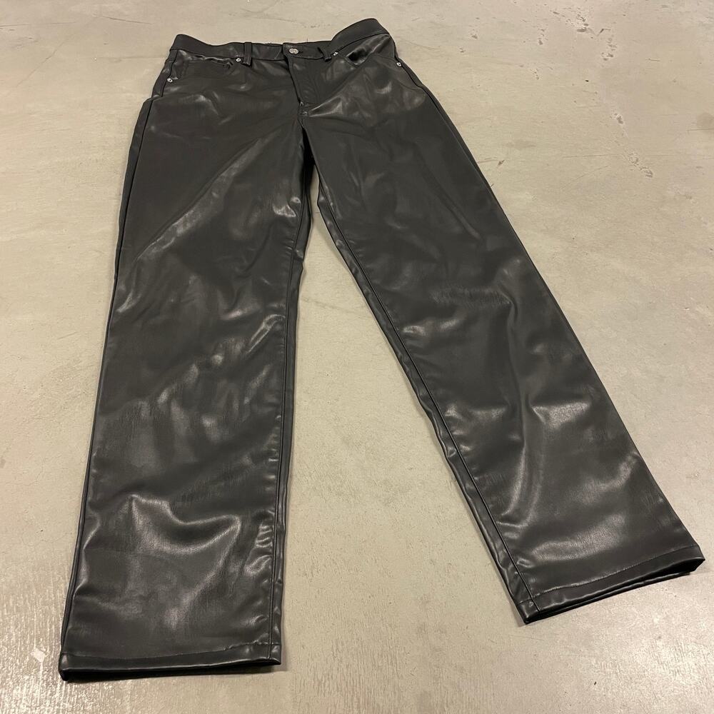 Y2K baggy leather pants 32x31